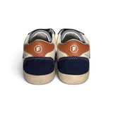 Sneakers primi passi FALCOTTO in pelle e suede panna/blu con velcri
