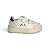 Sneakers SUN68 basket boy in eco pelle e suede bianco con velcri