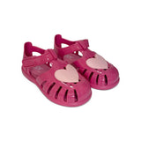 Sandali IGOR a gabbietta in gomma fuxia/cuore rosa con velcro
