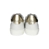 Sneakers DIANETTI  in pelle bianca/oro con lacci e zip laterale