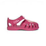 Sandali IGOR a gabbietta in gomma fuxia/cuore rosa con velcro