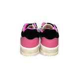 Sneaker DIANETTI  in pelle argento e suede nero con lacci e zip laterale