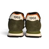 Sneakers ginniche SUN68 boy in suede e nylon verde militare con velcri o velcro e lacci alastici
