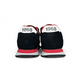 Sneakers ginniche SUN68 kid boy in suede e pelle nero/bianco con velcro e lacci elastici