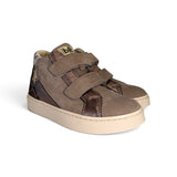 Sneaker mid BALOCCHI in nubuk, pelle metallizzata e glitter tortora con velcri