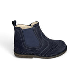 Stivaletti LESCOUCOU stile inglese in suede blu navy con elastico e zip interna