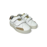 Sneakers SUN68 street baby girl in pelle bianca e suede maculato con velcri