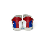 Sandali Primi Passi FALCOTTO in pelle bianca/stampa blu e rosso con strap