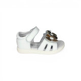 Sandali Primi Passi BALOCCHI in pelle bianca e fiorellini metallizzati con strap