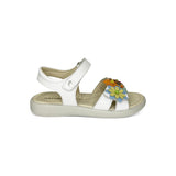 Sandali NATURINO in pelle bianca/fiori multicolors con doppio velcro