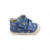 SNEAKERS PRIMI PASSI COCOON NATURINO in pelle blu cobalto con stampa animaletti con velcri