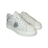 Sneakers PHILIPPE MODEL junior TEMPLE in pelle bianca e tiffany