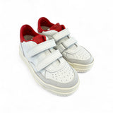 SNEAKERS DIANETTI  mod basket low in pelle bianca e rossa con velcri