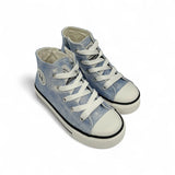 Sneakers NATURINO AYASY mid in tessuto azzurro nuvolato con lacci e zip laterale