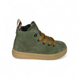 Polacchino PANCHIC in suede verde militare con lacci, cerniera e fodera in pelliccetta