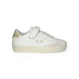 Sneakers SUN68 girl street in pelle bianca/platino con velcro e lacci elastici