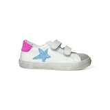 Sneakers DIANETTI in pelle bianca argento con velcri