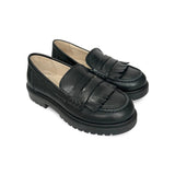 Mocassini LESCOUCOU in pelle nera con frangia