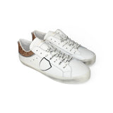 Sneakers PHILIPPE MODEL junior PARIS in pelle bianca e glitter copper ramato