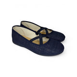 Ballerina BATILAS in lino blu con elastico