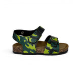 Sandali BIOFASHION in ecopelle camouflage verde/verde fluo con fibbia e velcro