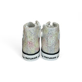 Sneakers NATURINO YLFAS mid in tessuto glitter multicolors con lacci e zip laterale