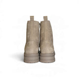 Anfibi PATRIZIA PEPE GIRL in suede tortora con applicazione, lacci e zip interna