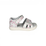 Sandali Primi Passi BALOCCHI in pelle bianca/stampa rosa con strap