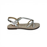 Sandali GIOSEPPO KIDS in pelle metallizzata intrecciata silver