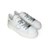 Sneakers PHILIPPE MODEL junior TEMPLE in pelle bianca e glitter bianco