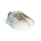 Sneakers PHILIPPE MODEL junior TEMPLE in pelle bianca e specchio oro