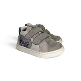 Sneakers primi passi BALOCCHI in nubuk grigio/glitter antracite con velcri