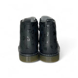 Anfibio BALOCCHI in pelle nera con stampa cuoricini, lacci e zip interna