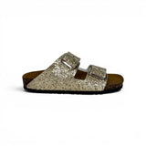 Ciabatte BIOFASHION in glitter oro con fibbie