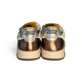 Sneakers 2B12 in pelle bianca/oro/bronzo con velcri