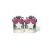Sneakers primi passi BALOCCHI in pelle bianca/silver/fuxia con velcri