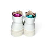 Sneaker DIANETTI mod basket mid in pelle bianca con lacci e zip laterale