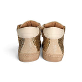 Sneaker DIANETTI mid in pelle, suede e glitter oro con lacci e zip laterale