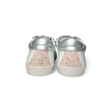Sneakers DIANETTI in pelle bianca e suede rosa con lacci e cerniera