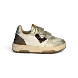 Sneakers 2B12 in pelle bianca/oro/bronzo con velcri