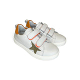 Sneakers LESCOCOU in pelle ghiaccio e arancio con velcri