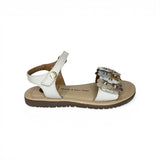 Sandali GIOSEPPO KIDS in pelle bianca con fiorellini applicati