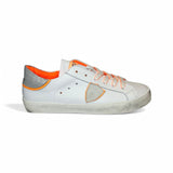 Sneakers PHILIPPE MODEL junior PARIS in pelle bianca, argento e arancio fluo