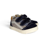 Sneakers primi passi BALOCCHI in suede blu/grigio/senape con velcri
