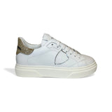 Sneakers PHILIPPE MODEL junior TEMPLE in pelle bianca e glitter oro