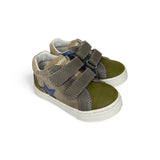 Sneakers primi passi BALOCCHI in nubuk verde militare/suede tortora con velcri
