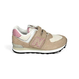 Sneakers ginniche NEWBALANCE 574 rosa antico/beigee con velcro