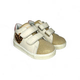SNEAKERS PRIMI PASSI FALCOTTO in pelle e suede - Panna/Platino con velcri