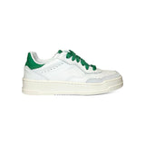 Sneakers DIANETTI in pelle bianca e verde con lacci e cerniera