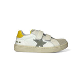Sneakers NATURINO in pelle e tessuto bianco/suede grigio chiaro con velcri